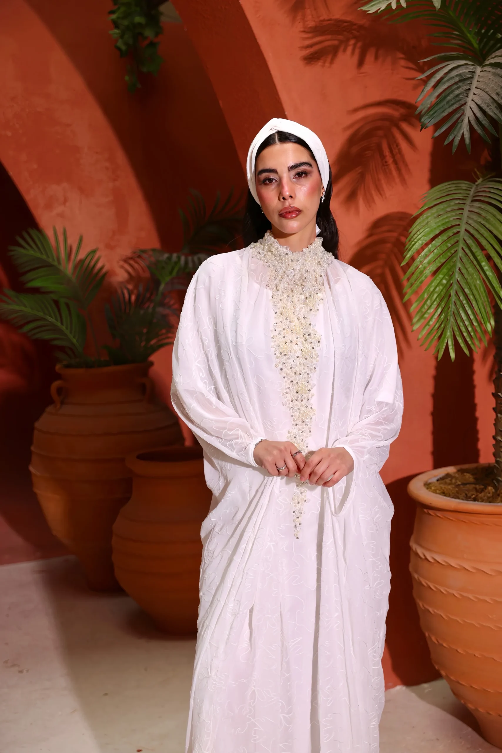 Lulu embellished modest dress back view by Kandé