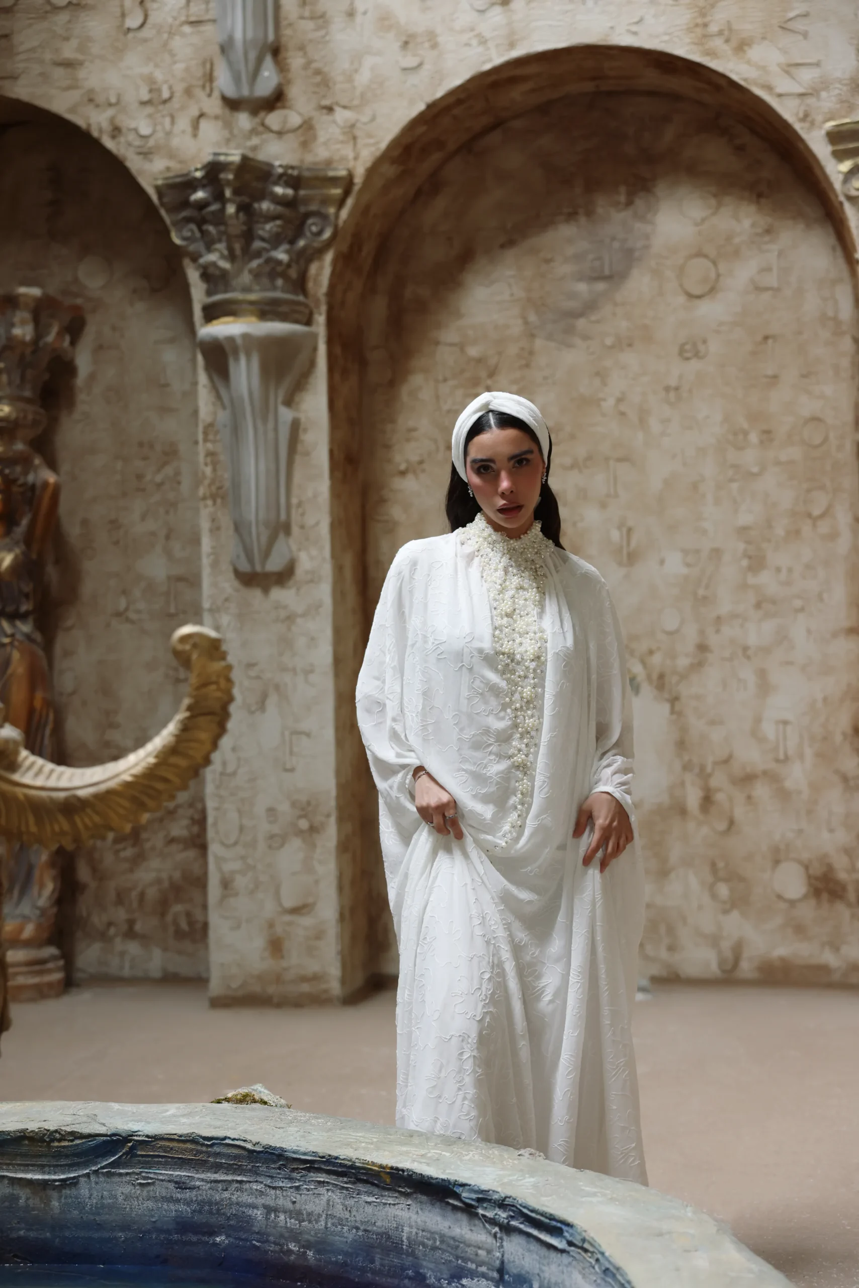 Lulu embellished modest dress side view by Kandé